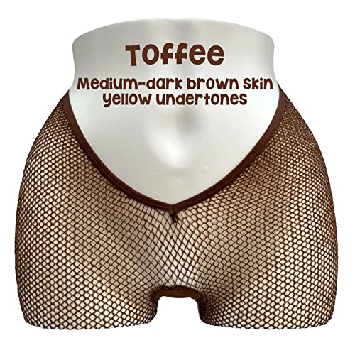 Image of V-Cut Skintone Gold Glitter Fishnet Stockings | VCUT Carnival Tights for Black and Brown Skin Women