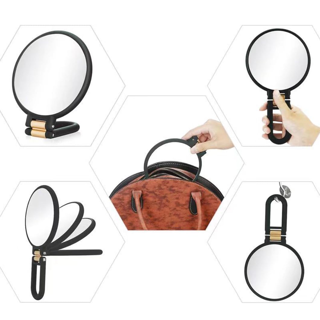 Specchio con ingrandimento 30x, specchio a mano con manico, specchio a mano su entrambi i lati con ingrandimento 30X/1X, specchio essenziale da viaggio, portatile, pieghevole, per trucco di
