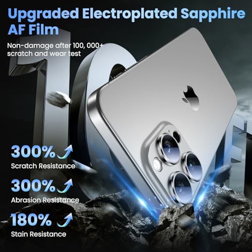 Image of Uyiton Compatible with iPhone 16 Pro /iPhone 16 Pro Max Camera Lens Protector - [Not Easy to Break][Strong Adsorption][Case-Friendly] Metal Tempered Glass Rear Camera Screen Cover - White Titanium