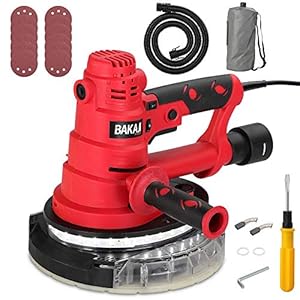BAKAJI 1 wandschuurmachine voor plafonds, gipsschuurmachine, 750 W, vermogen 610 – 2150 rpm, automatische stofafzuiging…