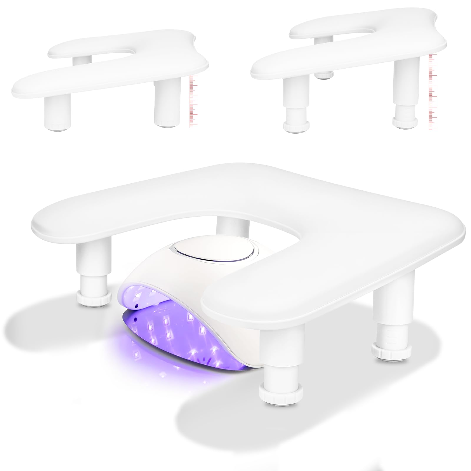 Reposabrazos para Uñas de U para manicura – Reposamanos para Uñas,Almohadilla para manos ajustable en altura de cuero PU antideslizante,cojín de apoyo para técnicas de uñas – Blanco