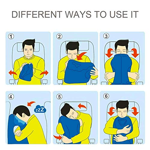 JYSW Inflatable Travel Pillow, Portable Airplane Pillow Multifunctional Neck and Head Support Lap Pillow for Airplanes Trains Buses and Office Napping (Gray)