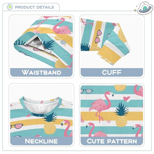 JUNZAN Flamingoes Pineapples Stripes Kids Boys Hoodie Sweatshirt Crewneck Kids Hoodies Boys Sports 4T3