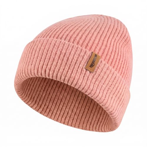 Image of ACUSHLA Double Sided Winter Beanie Hat, Thick Warm Knit Cap Unisex, Pink