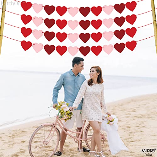 Felt, Heart Valentines Garland For Valentines Day Decor - Pack Of 40, No Diy | Red, Rose, Light Pink Heart Garland, Heart Garland Decorations | Heart Banner Garland, Romantic Valentines Day Decoration #TOP7