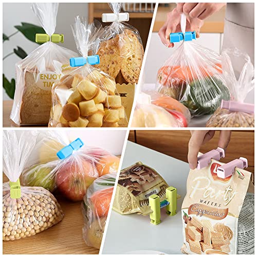 Image of AUAUY 16 Pack Bread Bag Clips, Reusable Grocery Bag Sealing Clips for Food Fruit Bread Storage, Non-Slip Plastic Grip Sealing Bag Clips, Easy Squeeze Lock & Release, 2.44in, Candy Color(4 Colors)