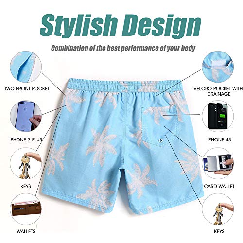 MaaMgic Mens Palm Tree Swim Trunks Bathing Suits Board Shorts Swimming Shorts
