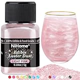 NiHome Edible Food-Grade Glimmer Powder Glitter Luster Dust Metallic Food Decorating Sprinkle Glimmery Dust for Drink Wine Beverage Cake Candy Dessert Bakery Restaurant Vegan (0.18oz/5g, Light Pink)