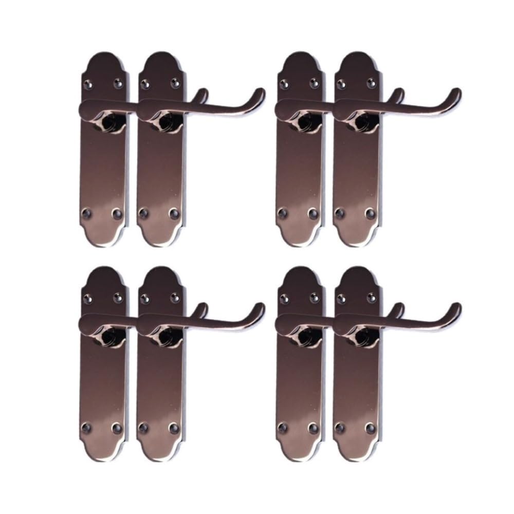 Epsom Door Handle Black Nickel Scroll Door Handle Set Victorian Style Internal External Lever Handles with Backplate (170mm X 42mm) (4 Pairs)
