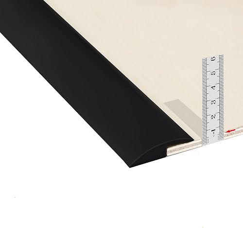 Tira de bordes para alfombras y pisos, umbrales para puertas, tira de transición de suelo autoadhesiva con una altura inferior a 0.197 in (negro, 10