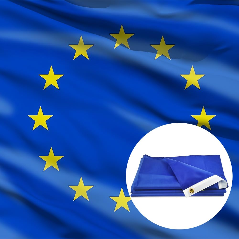 5ft x 3ft European Union Flag 90 x150cm EU National with Two Brass Grommets Large Flag of for Festival Party Sport Events Gardens Home Indoor and Outdoor Decoration - Image 4