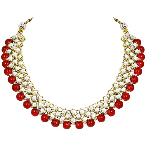 Image of Peora Kundan Faux Pearl Necklace & Jewelry Set Gift for Women