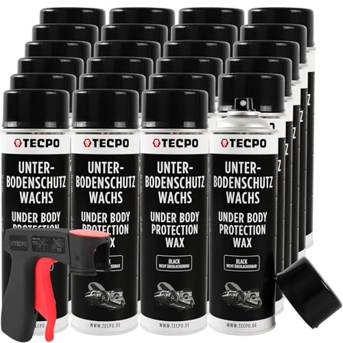TECPO Wachs Unterbodenschutz Spray, 24x 500ml mit Handgriff Unterbodenschutzwachs Karosserieschutz Wachsunterbodenschutz Steinschlagschutz Wax Schutzwachs Rostschutz