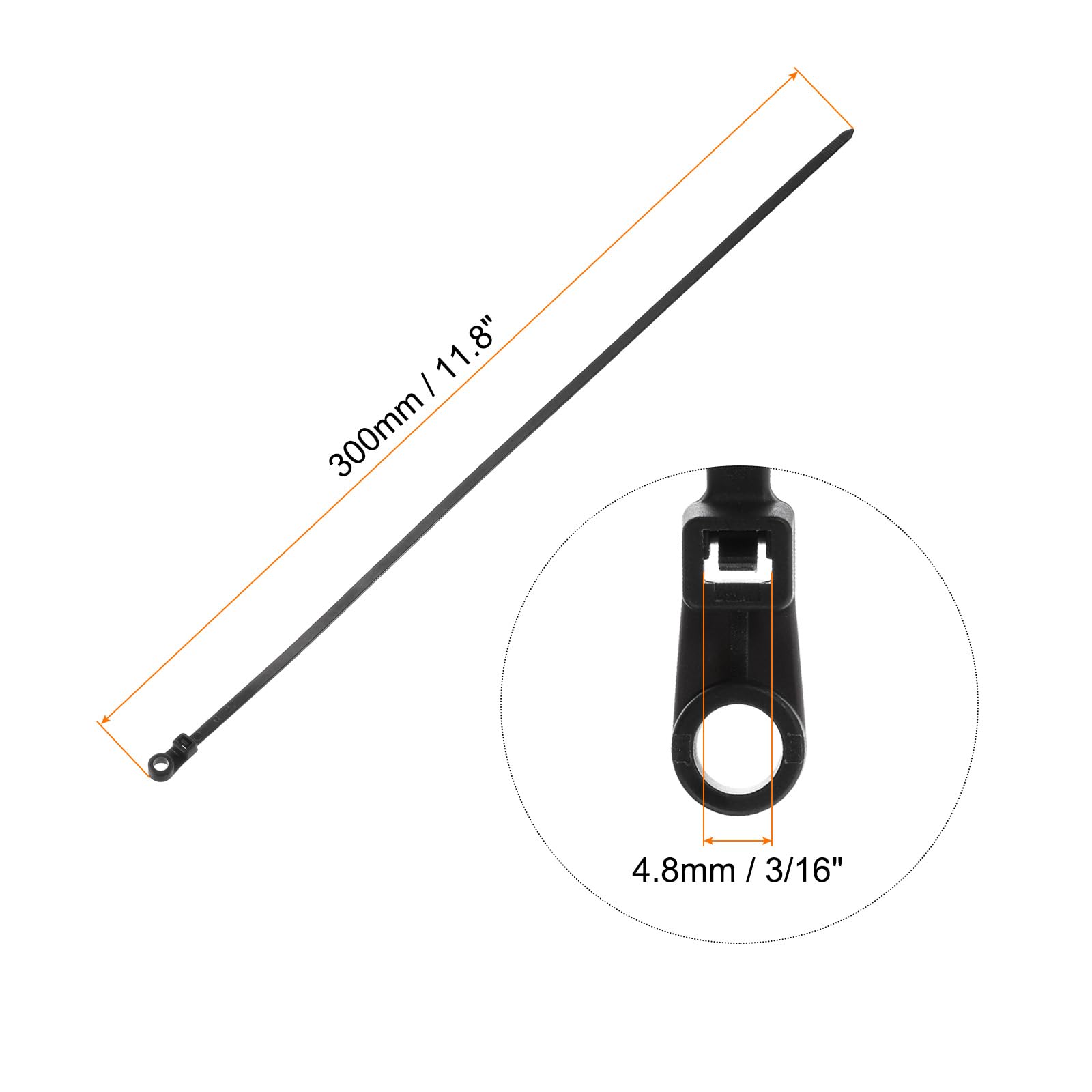 QUARKZMAN 250pz 300mm/12" 48 Lbs Montaggio Testa Cavo Cerniera Fascette Autobloccante Lungo Nylon Cavo Fascetta 4,8mm/3/16" Fascette per Cavi Gestione Nero