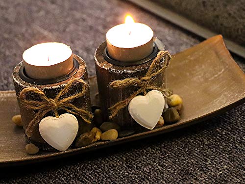 Soyizom Farmhouse Decor Candles Holder Tray Set,Vintage Country Style Tealight Holders Christmas Decorative Candle Stands Center Pieces Decoration for Dining Table&Gift for Wedding, Party, Home, Spa