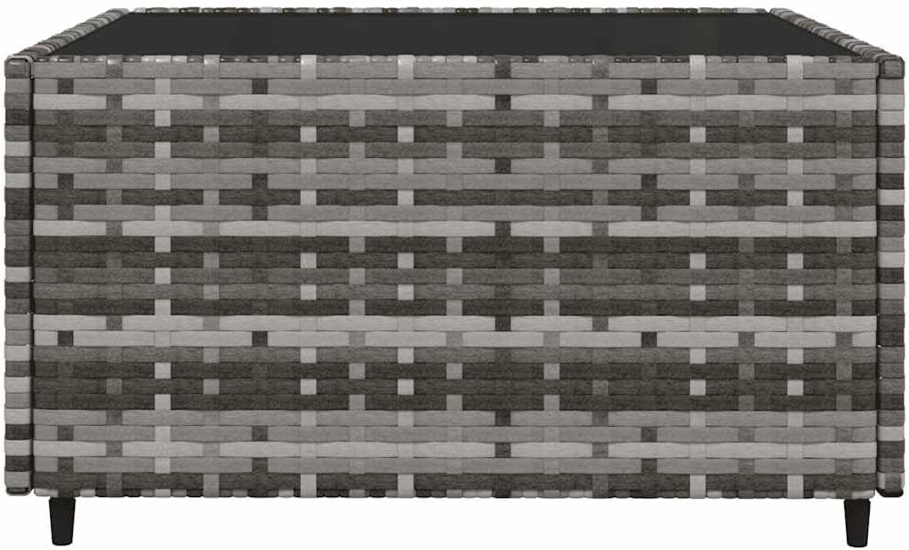 Patio Lounge Set Grey PE Rattan, Powder-Coated Steel, Tempered Glass, Outdoor Sofas, 319763