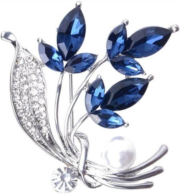 Brooch Rhinestone Flower Brooch Bouquet Blue Crystal Corsage Pins Broches para Ropa Mujer Gift for Women Girls Brooch pins,