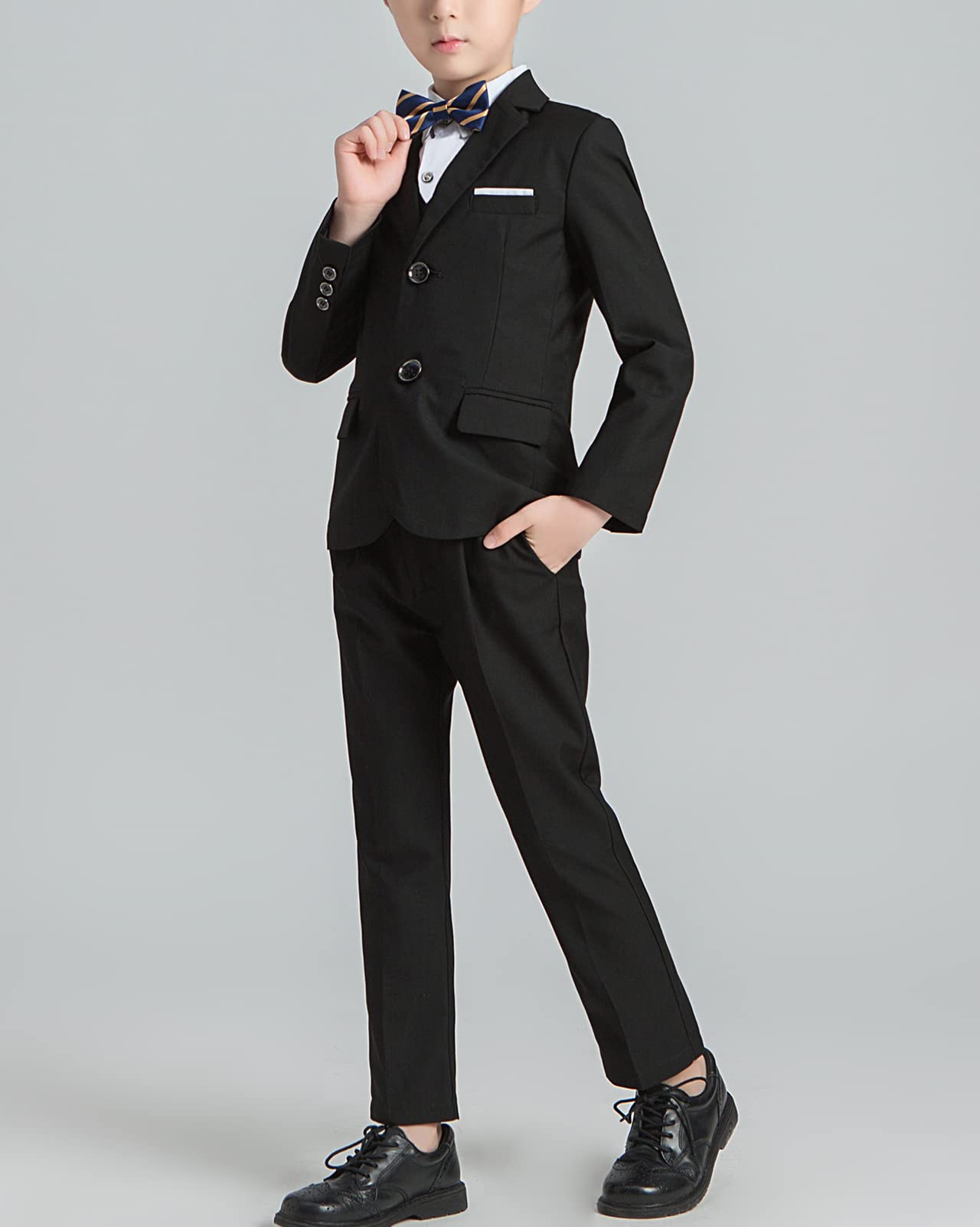 4/5 Piezas Traje de Boda para Niño Gentleman Ceremonia Conjunto de Blazer y Pantalón,Camisa, Pajarita, Chaleco de Vestir