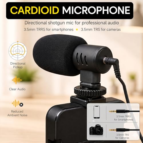 Image of Sounce 6-in-1 Vlogging Kit with Tripod | Mini LED Light, Cardioid Microphone & Phone Clip | Compatible with iPhone & Android | for YouTube, Instagram, Live Streaming & Video Calling