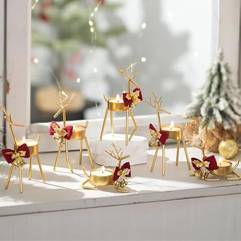 Inweder Christmas Reindeer Tealight Holders Set Cover