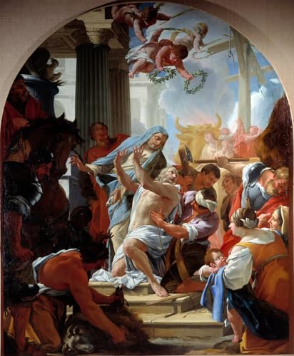 Pintura decorativa para salón en lienzo de 60x90cm del famoso cuadro de Simon Vouet