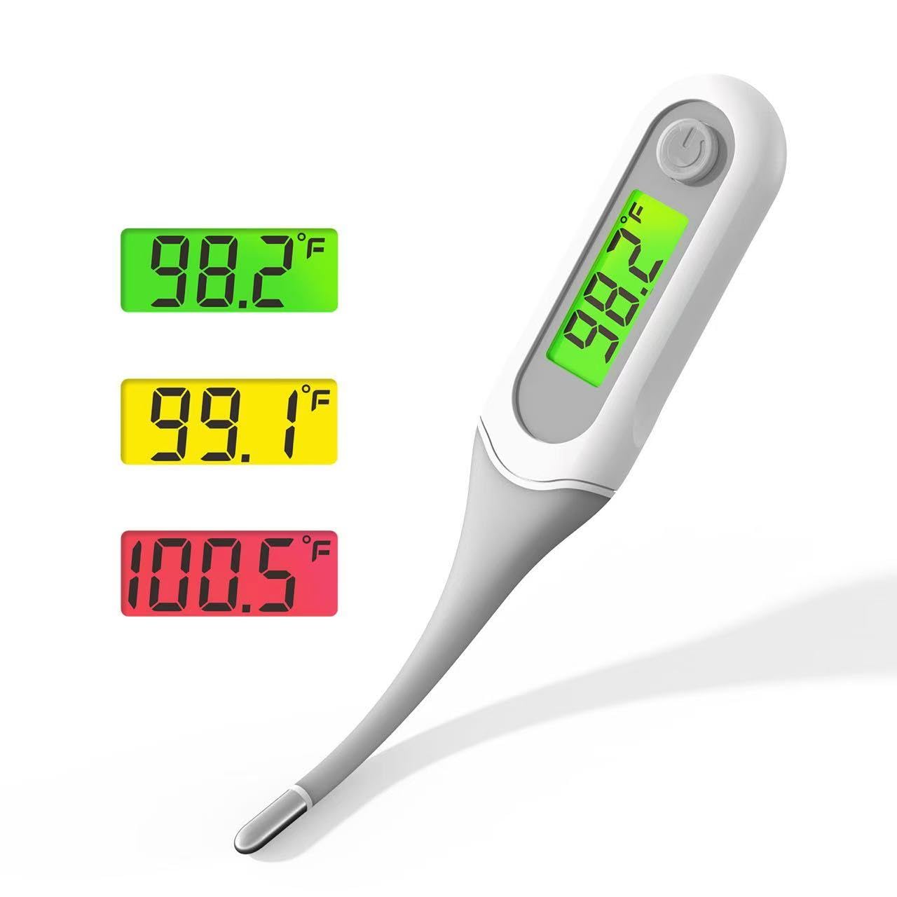 Digital Thermometer for Adults and Kids, 8s Fast Reading Baby Oral Thermometer with 3 Colors Backlit, °C/°F Switchable, Fever Alarm, Medical Basal Thermometer for Oral, Rectal, Underarm