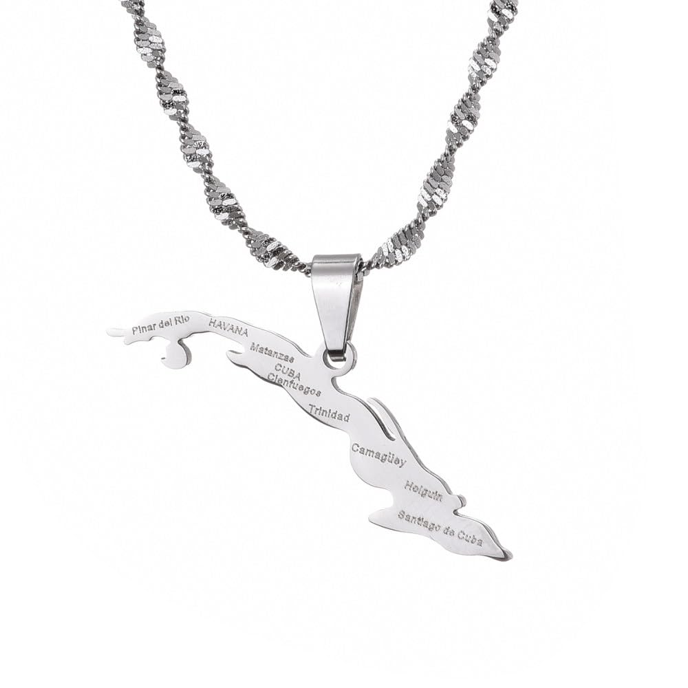 ALTCIRNMD Kuba Karte Karte Anhänger Halskette Kuba Karte Karte Halsketten  Für Frauen Männer Kuba Karte Kontinent Halskette Kuba Karte Karte Schmuck  ...