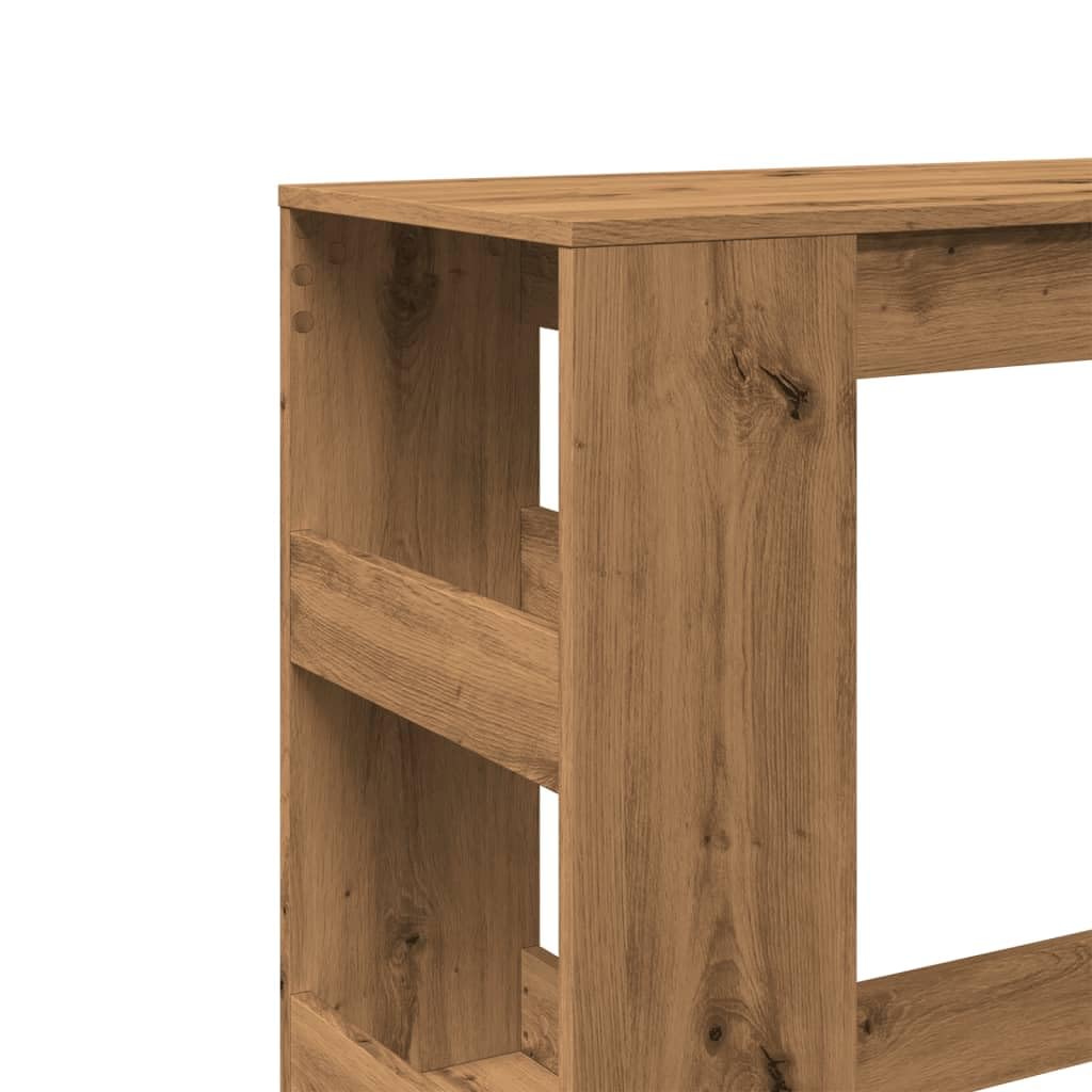 vidaXL Table de Bar avec étagères chêne Artisanal Bois d'ingénierie, Table de pub, Table Haute, Table de Tabouret de Bar, Table de Bar de Cuisine