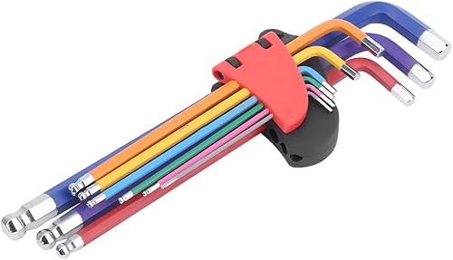 Yanmis Juego de llaves hexagonales de extremo plano, 9 piezas, juego de llaves hexagonales, resistente al agua y al óxido, kit de herramientas