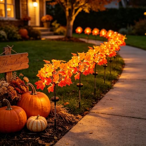 Maple Leaves Solar Lights Outdoor Waterproof, Solar Fall Lights 2 Pack - image 3