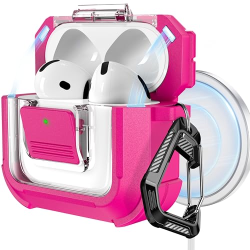Image of RFUNGUANGO for AirPods 5 /4 Case (2026 /2024) with Lock, Rose Red