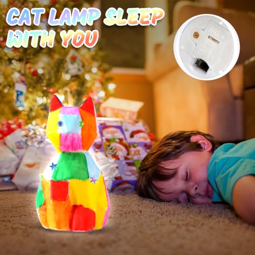 Meleager Basteln Mädchen ab 4 Jahre, Katze Lampe Malset-Bastelset Kinder, DIY Malen Katze Spielzeug, Geburtstag, Weihnachten Geschenkideen für Mädchen 4 5 6 7 8 Jahre