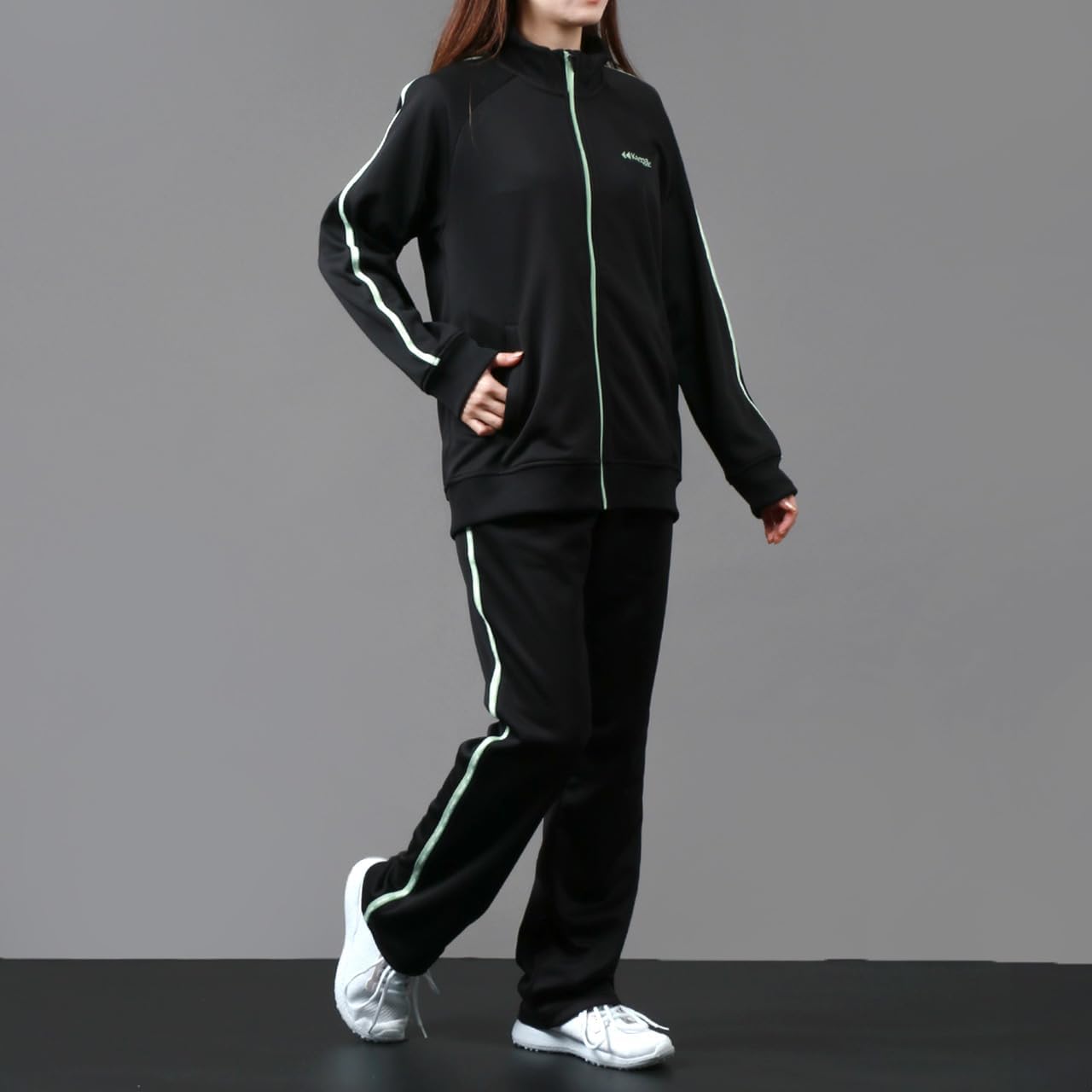 [Kaepa] [ケイパ]上下セット レディース 秋 裏起毛 サイド ロゴテープ UVカット 長袖 ジャージ セットアップ 上下 ト