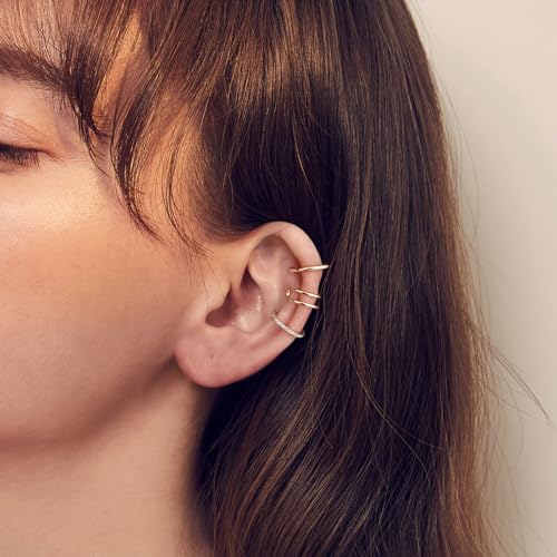 SEVENWELL 14K Gold Ear Cuff No Piercing Adjustable Cartilage Earrings 925 Sterling Silver Ear Clip Fake Earrings2