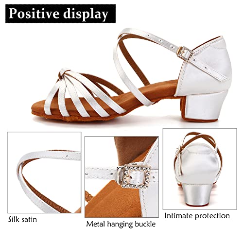 DKZSYIM Women's Satin Latin Dance Shoes Ballroom Salsa Performance Practice Dancing Shoes,Model LP-1217ZS2