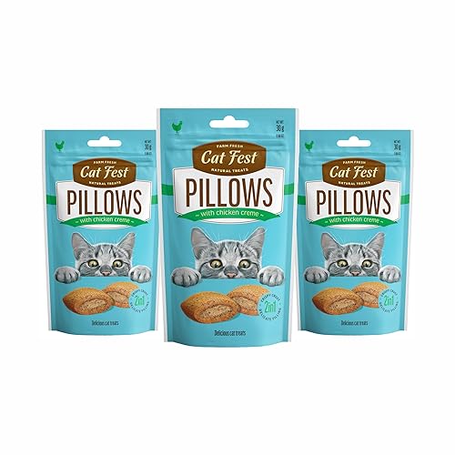 Image of BarkButler x Catfest Pillows with Chicken Creamy Filling Cat Treat Combo Pack, 30g x 3 |Made with Natural Ingredients |0% Artificial Flavor, Colour or Preservatives|for All Cats & Kittens Breed