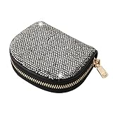 AsAlways RFID Rhinestone Credit Card Holder Semicircle Multilayer Zipper Case Bling Crystal Slim Small Wallet for Women(Black)