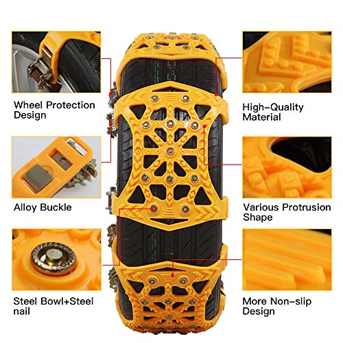 soyond Snow Chains Car Anti Slip Snow Tire Chains Adjustable Anti-Skid Chains Car Tire Snow Chains for Car/SUV/Trucks - Thumbnail 2