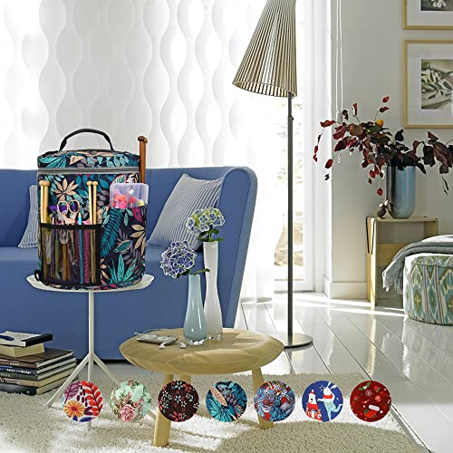 Looen Yarn Storage Knitting Tote Organizer Bag, Large Capacity Portable Travel Canvas Yarn Bag for Yarn Storage Crochet Hooks & Knitting Needles