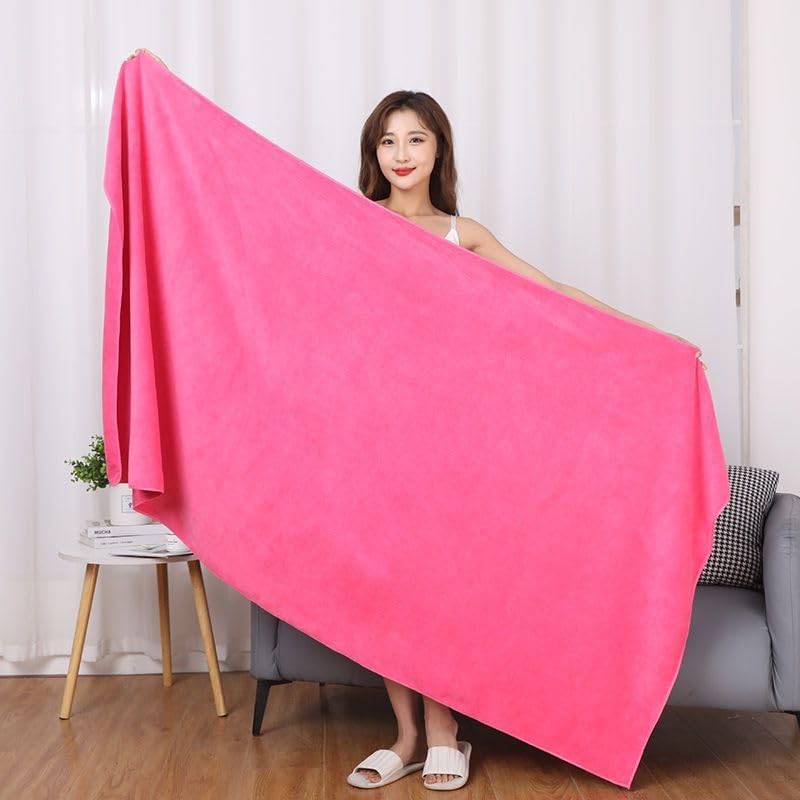 Serviette de Bain Grande Taille Serviette De Bain en Microfibre Épaisse 180x200CM, Absorbante Et À Séchage Rapide pour Sport Natation(Beige,180X200cm)