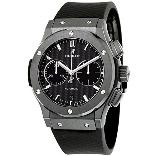 Hublot Classic Fusion Automatic Chronograph Black Magic Matt Carbon Fiber Dial Black Rubber Mens Watch 521.cm.1771.RX