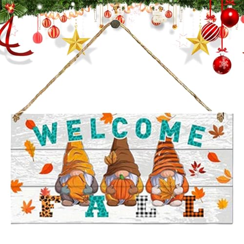 Cartello per porta autunnale,Cartello di benvenuto autunnale - Segnale di benvenuto per la decorazione della parete, segno autunnale,Gancio per porta in legno, decorazione per porta autunnale