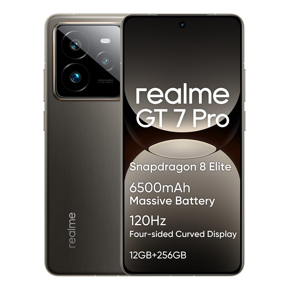 realme GT 7 Pro Smartphone 5G,12GB+256GB Telefono,Snapdragon 8 Elite,6,78" 120Hz Display RealWorld Eco,50MP Fotocamera AI Clear Snap,6500mAh,Dual SIM Android 15,NFC,Nessun Caricabatterie,Grigio