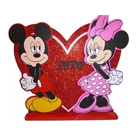 Mickey & Minnie Mouse XOXO Heart Shaped Decorative Wooden Sign Cover