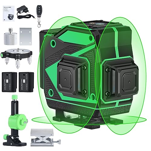 Niveau laser, Kraumi 12 Linges Laser Autonivelant 3 X 360° ligne transversale horizontale et...