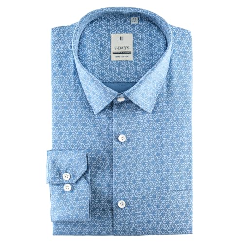 Image of 7-DAYS Men's Premium Formal Printed Shirt - 100% Cotton, Regular Fit, Full Sleeves, with Pocket - Stylish for Special Occasions.