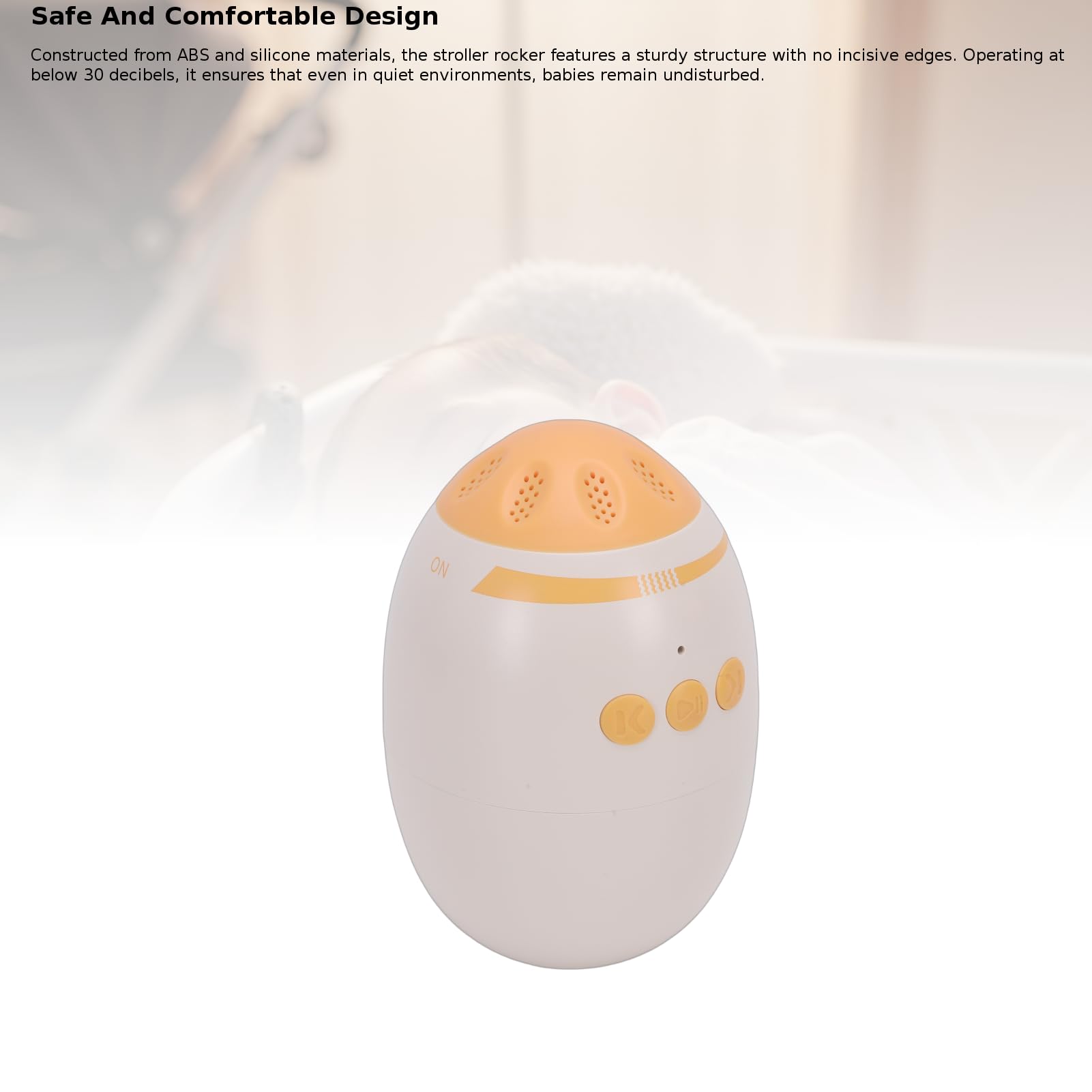 Poussette à Bascule, 1200 MAh Rechargeable, Sucette à Bascule Douce, Machine Sonore Portable avec 11 Modes de Bruit Blanc, Bluetooth, Moteur Silencieux pour Poussettes, Landaus, Berceaux,
