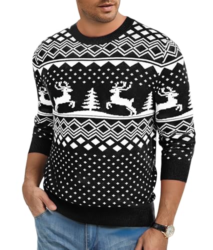Jahetuul Weihnachtspullover Herren Christmas Sweater Lustiger Rentier...