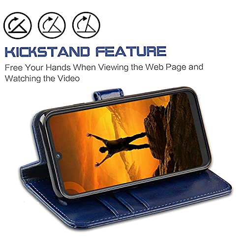 Image of COVERBLACK Vintage Leather Wallet Pocket Flip Cover for Vivo V2059 / Vivo Y73 - Navy Blue