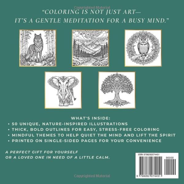 Mindful Nature: Coloring Book For Adults: Relieve Stress, Embrace Calm and Reconnect With Nature Through Art image 3